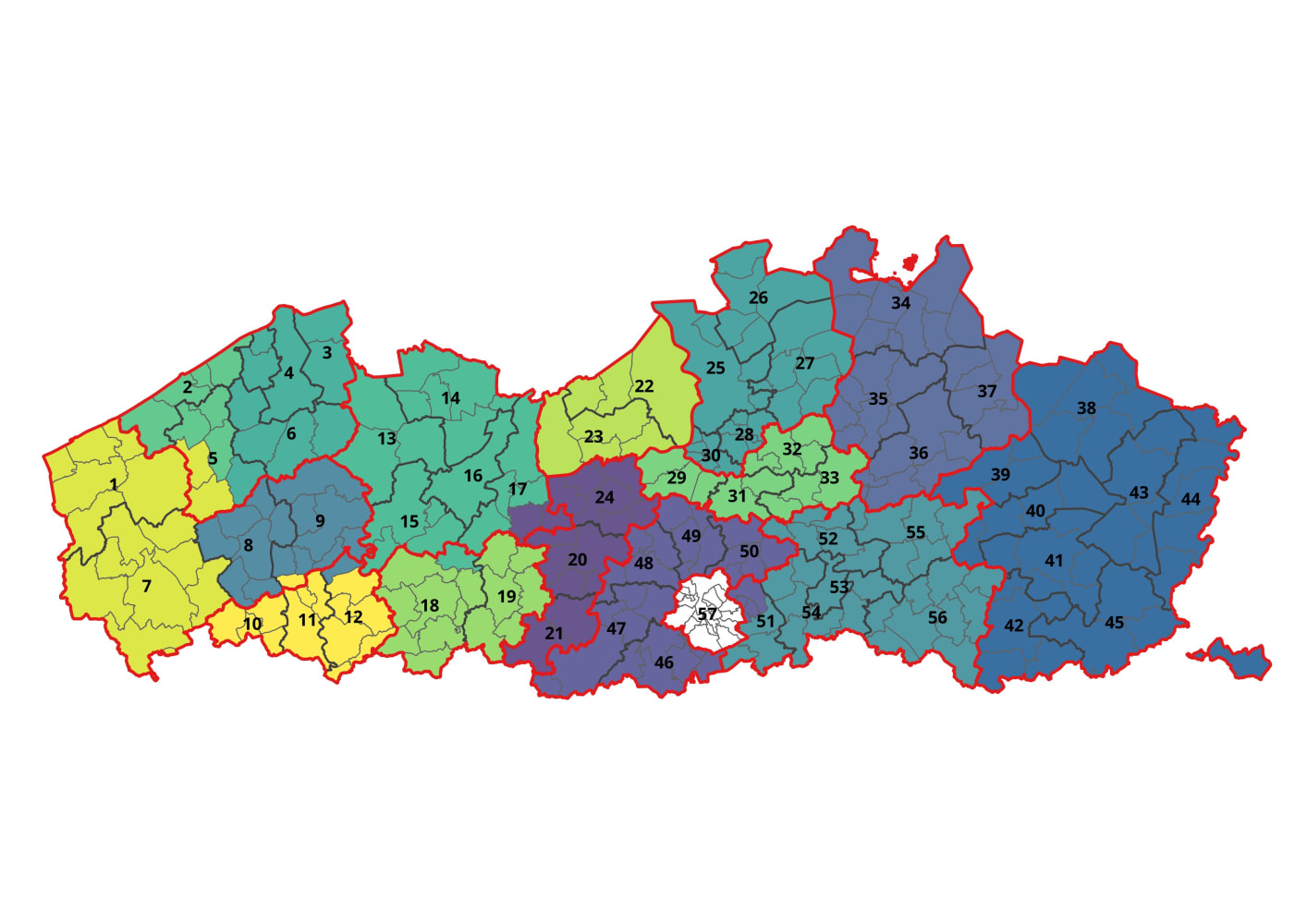 kaart van de regionale zorgzones