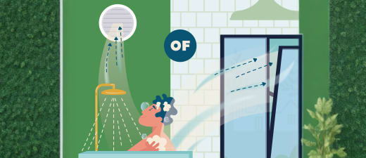 Zet bij het douchen of baden het ventilatiesysteem aan of zet het raam open