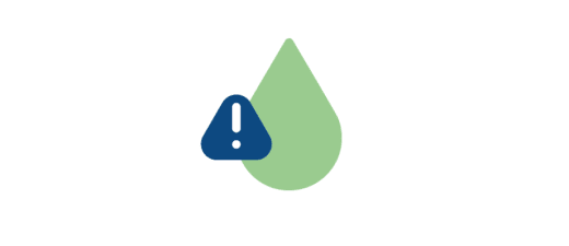 Symbool waterdruppel met uitroepteken in driehoek