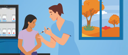 Zorgverlener vaccineert persoon