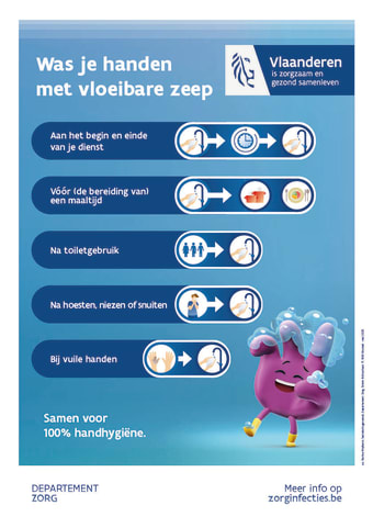 Affiche over handen wassen met vloeibare zeep