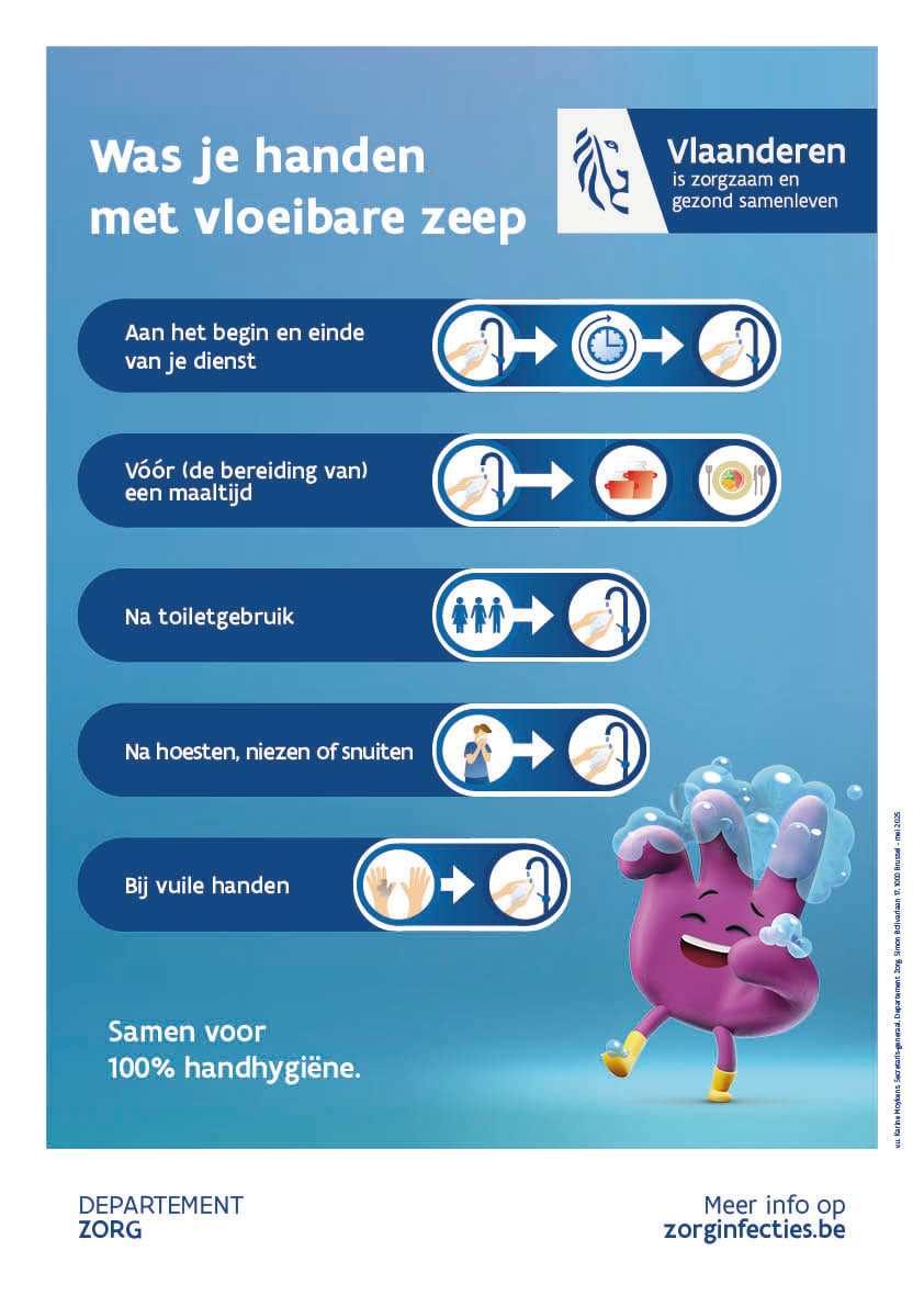 Affiche over handen wassen met vloeibare zeep